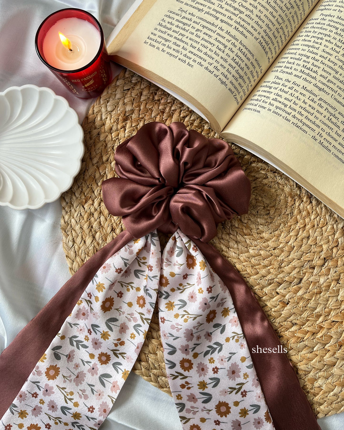 'Boho' Vintage Dual Scarf Scrunchie