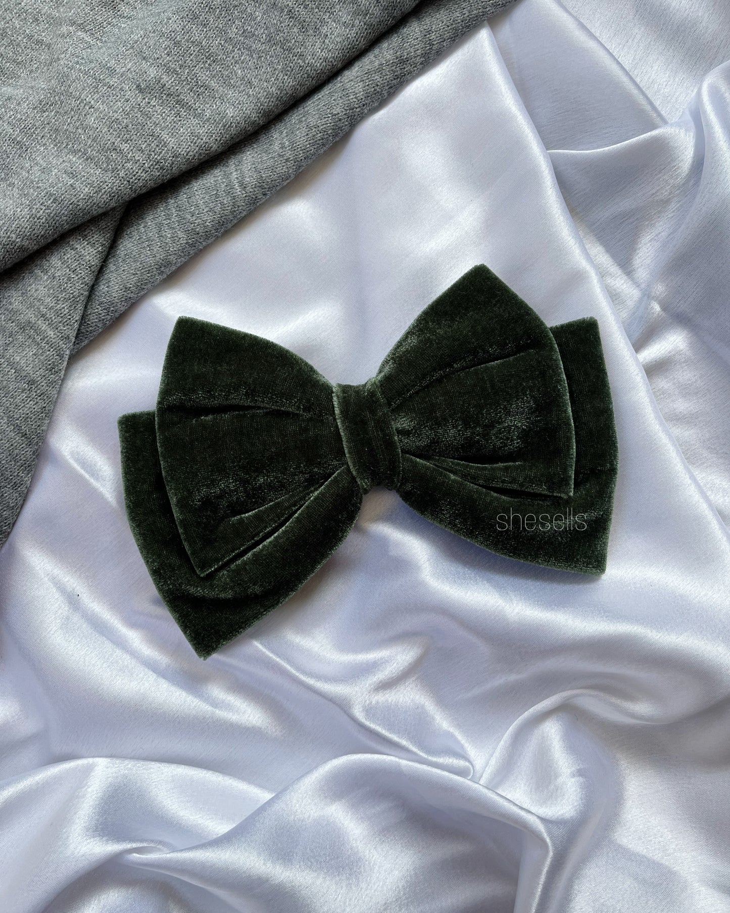 Matcha Velvet Bow