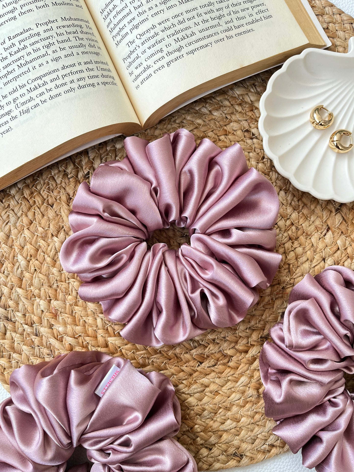 Rosy Nude Satin Scrunchies