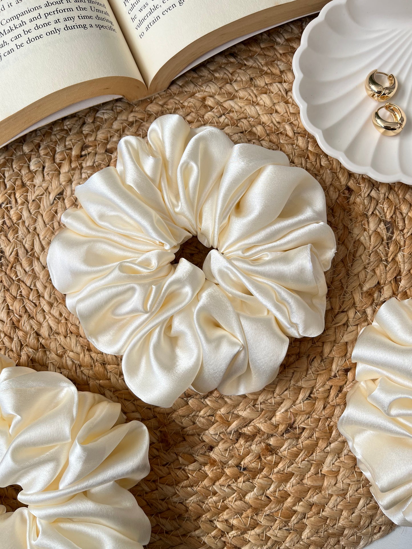 Pearl Satin Scrunchies