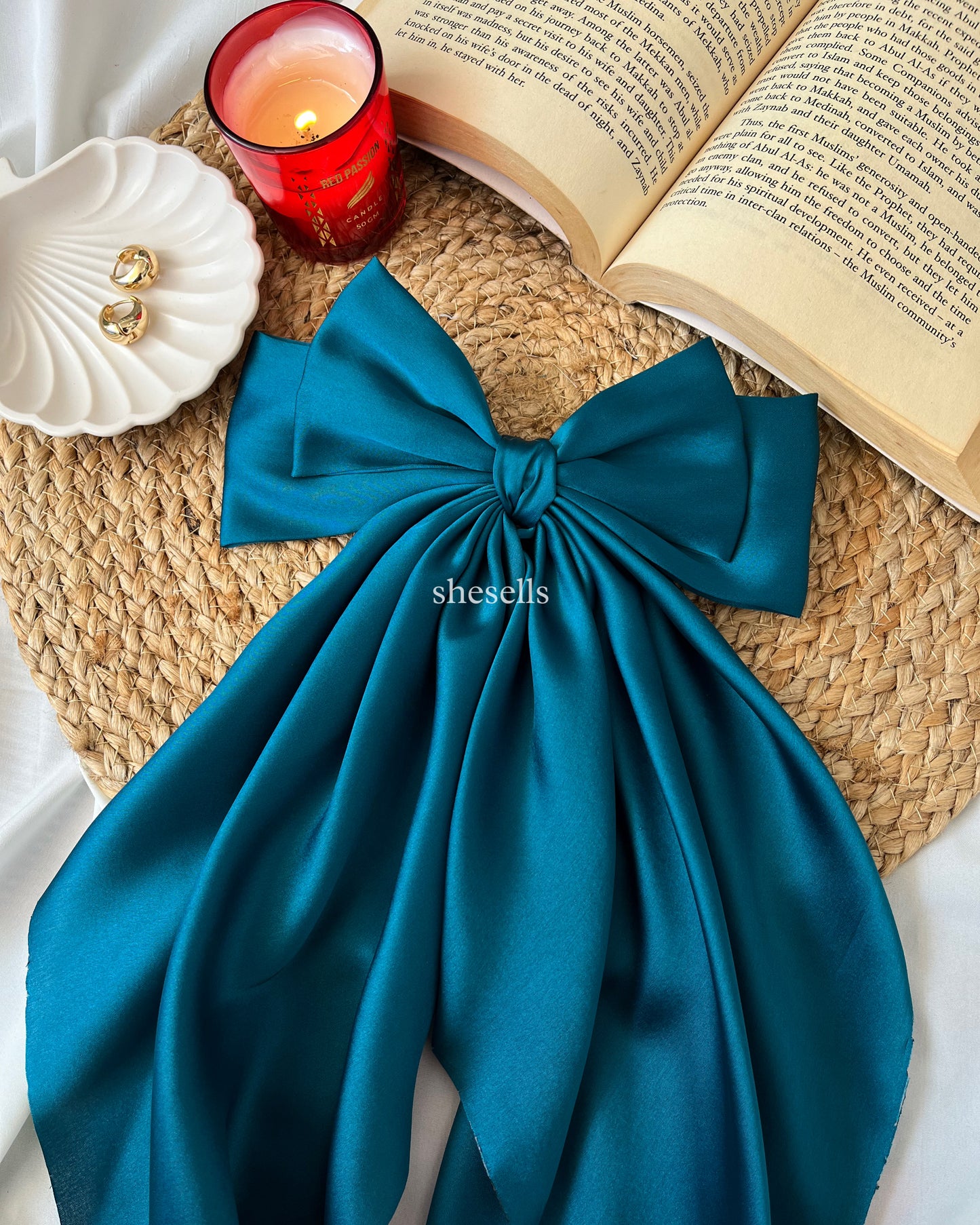Teal Blue Fairytale French Bow Clip