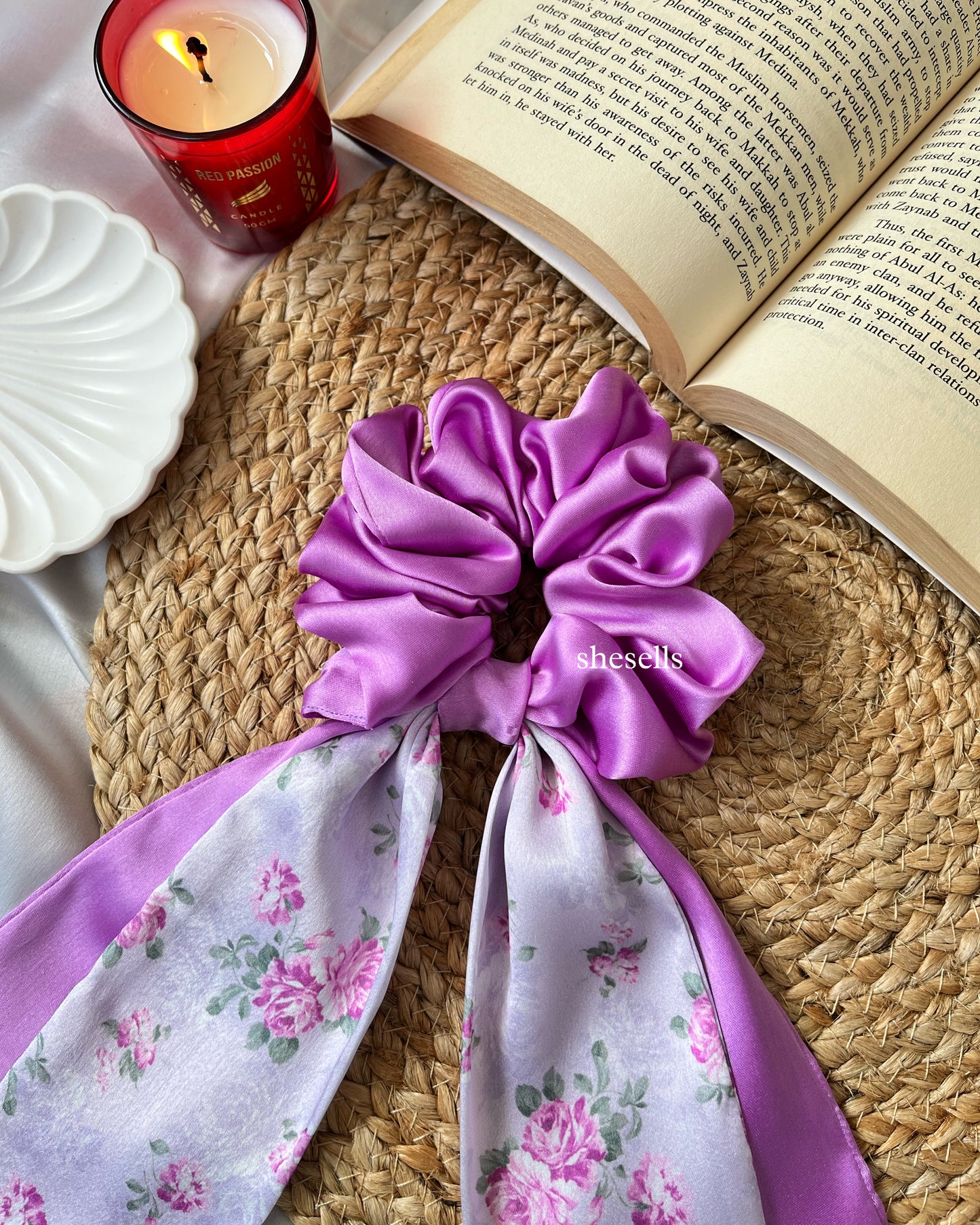 'Lilac Dream' Vintage Dual Scarf Scrunchie