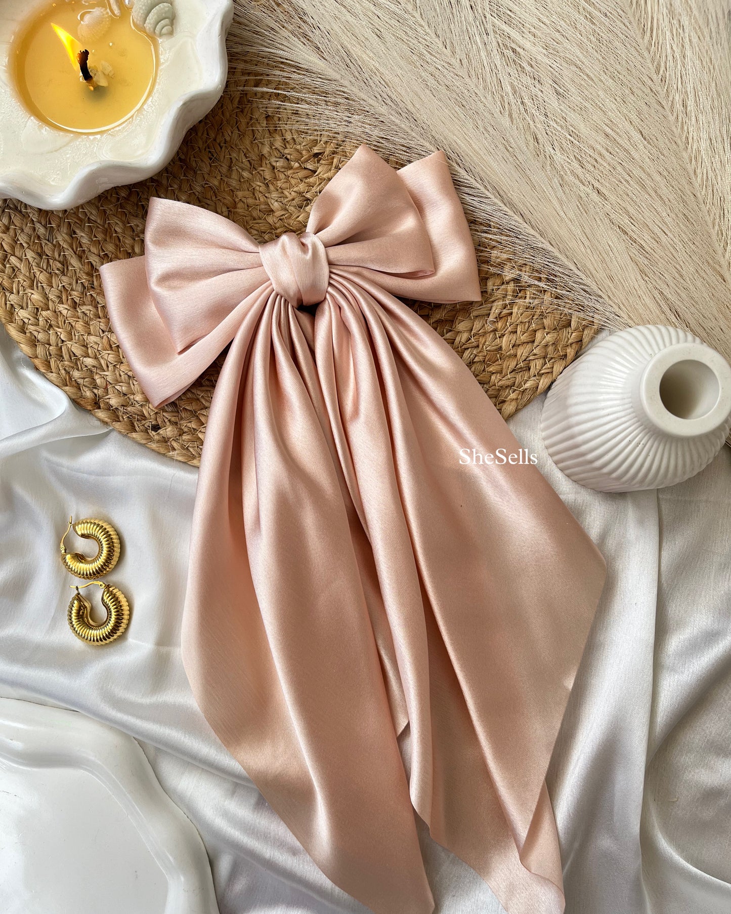 Light Beige Fairytale French Bow Clips