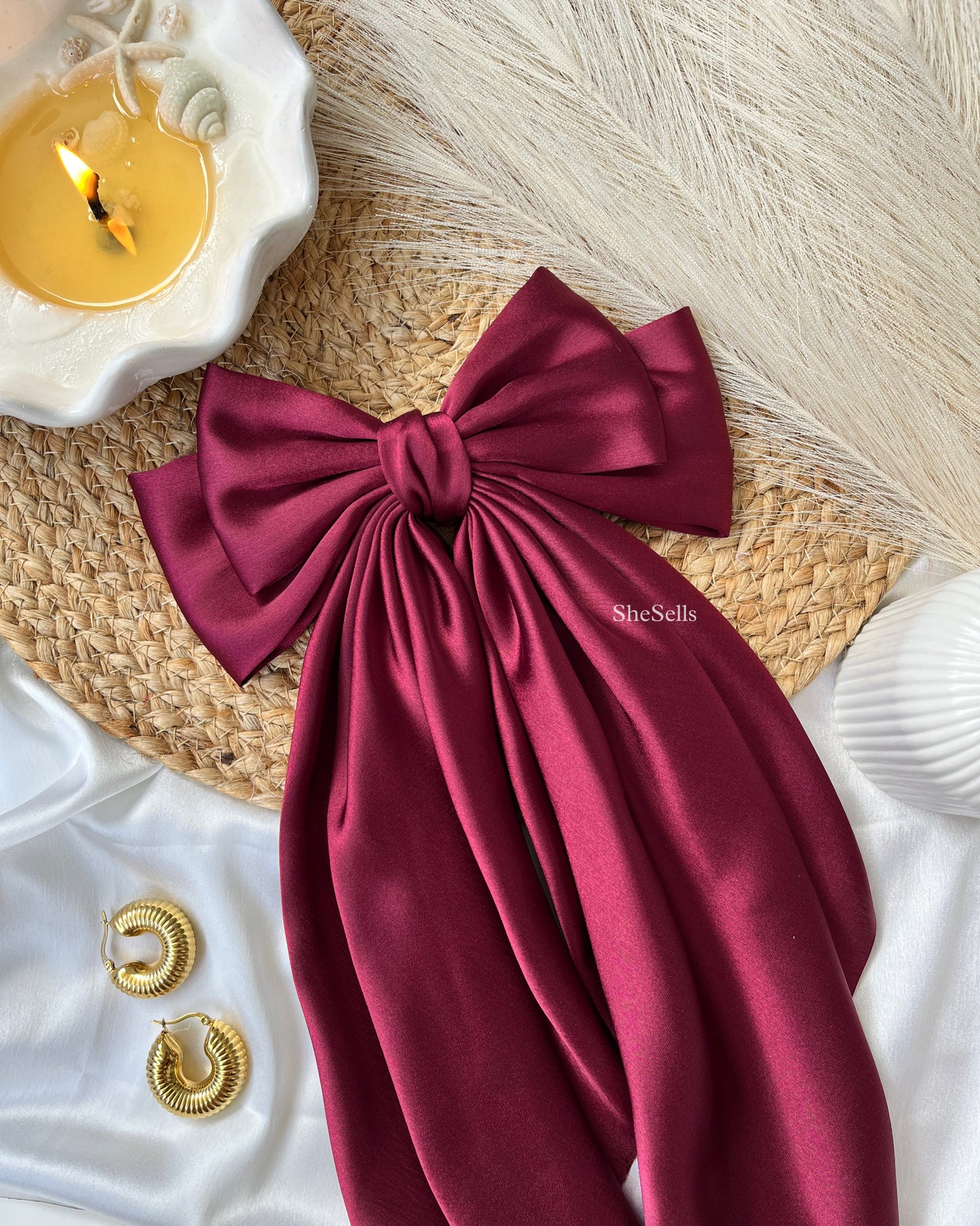 Maroon Fairytale French Bow Clips