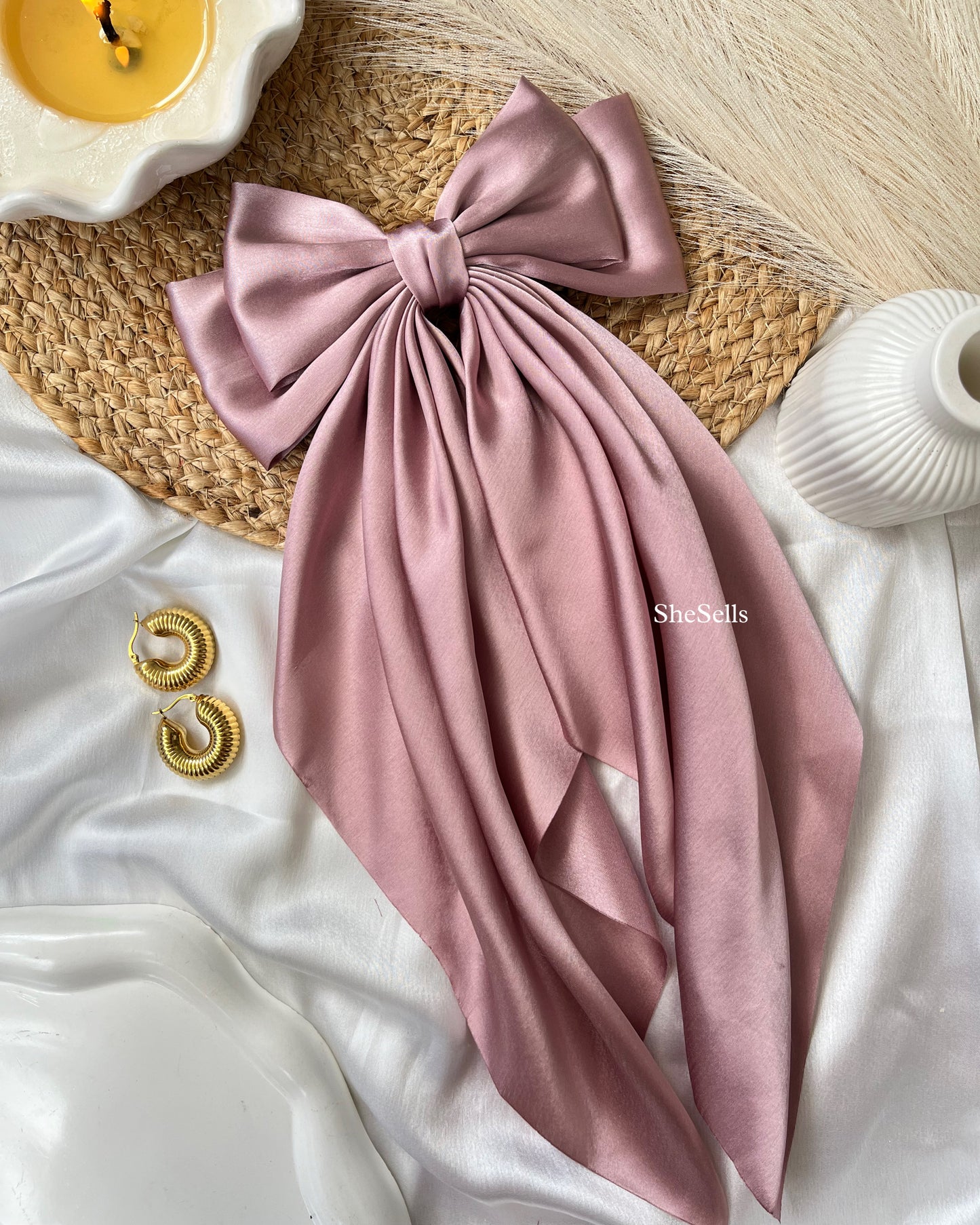 Rosy Nude Fairytale French Bow Clips