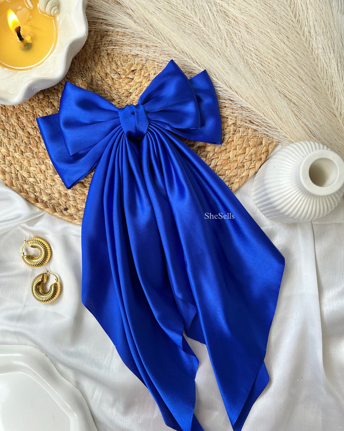 Royal Blue Fairytale French Bow Clips