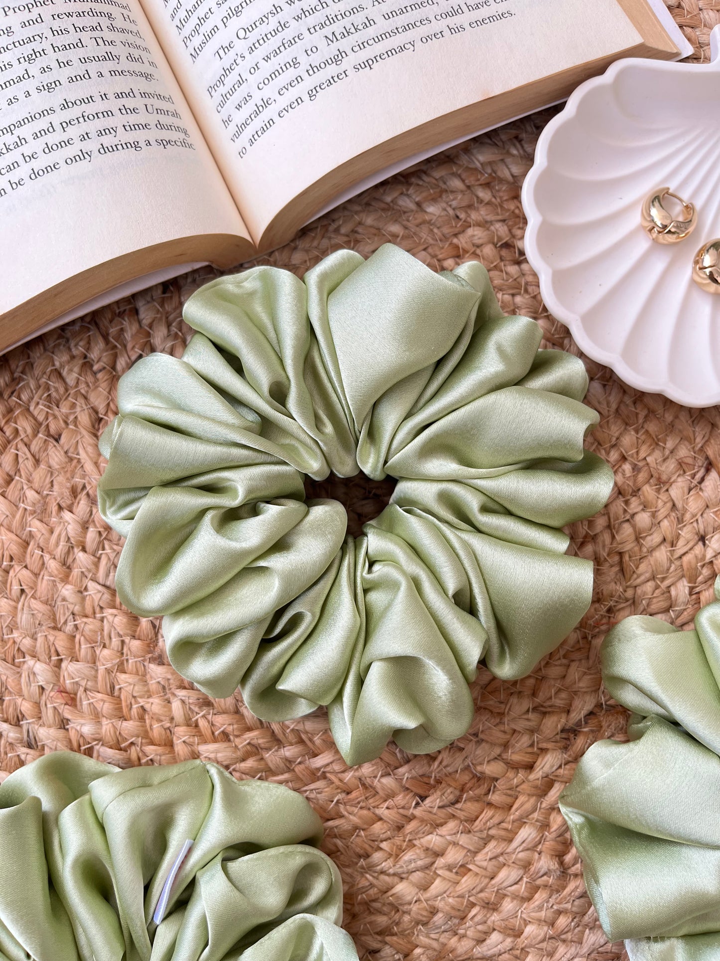 Pistachio Satin Scrunchies
