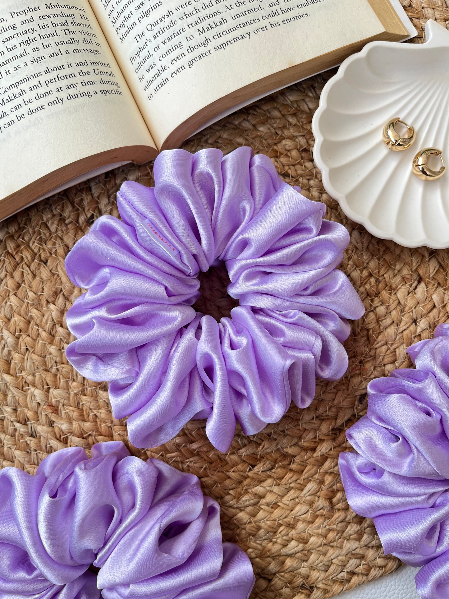 Lavender Satin Scrunchies