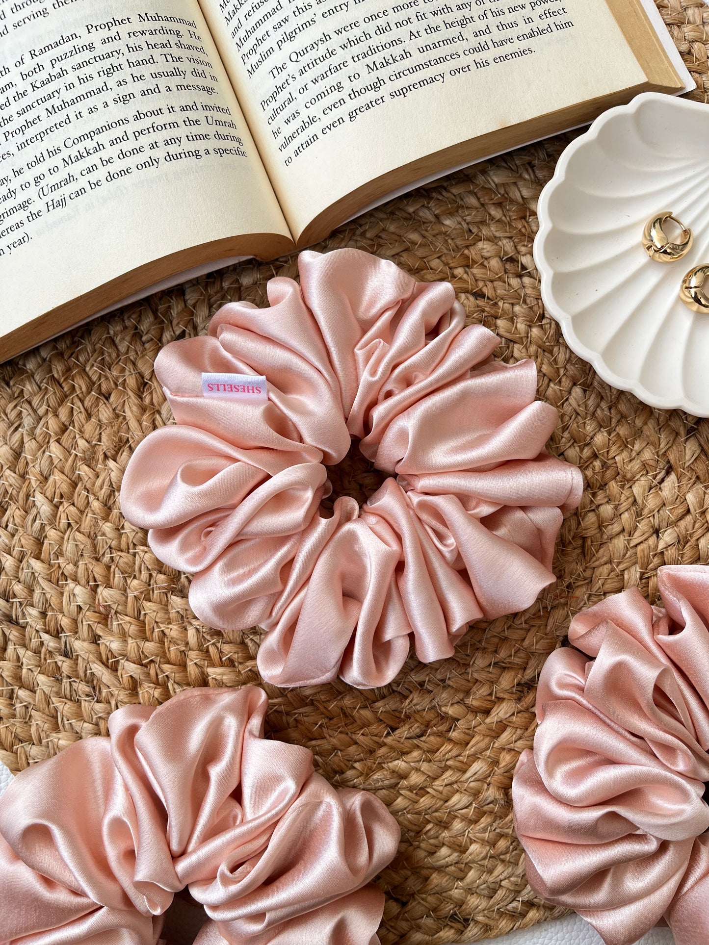 Light Beige Satin Scrunchies