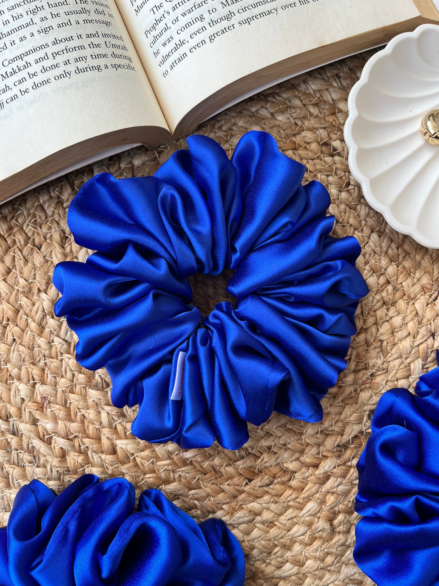 Royal Blue Satin Scrunchies