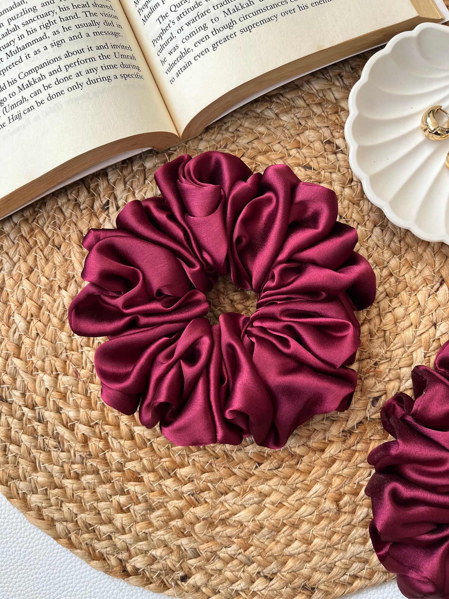 Maroon Satin Scrunchies