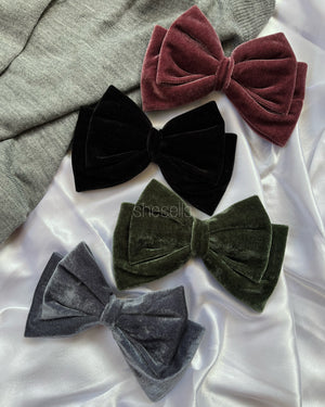 Velvet Layered Bow Clips